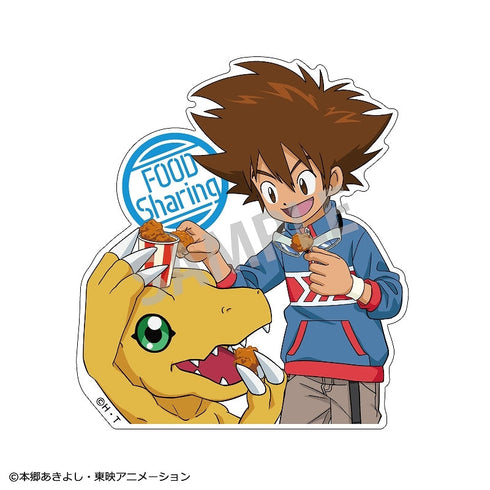『デジモンアドベンチャー』ダイカットステッカー_ 八神太一&アグモン_ 食べ物わけっこ